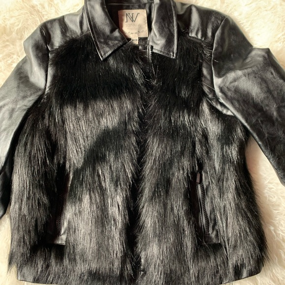Nevada Faux Leather/Faux Fur bomber jacket/Sz L - Picture 2 of 6